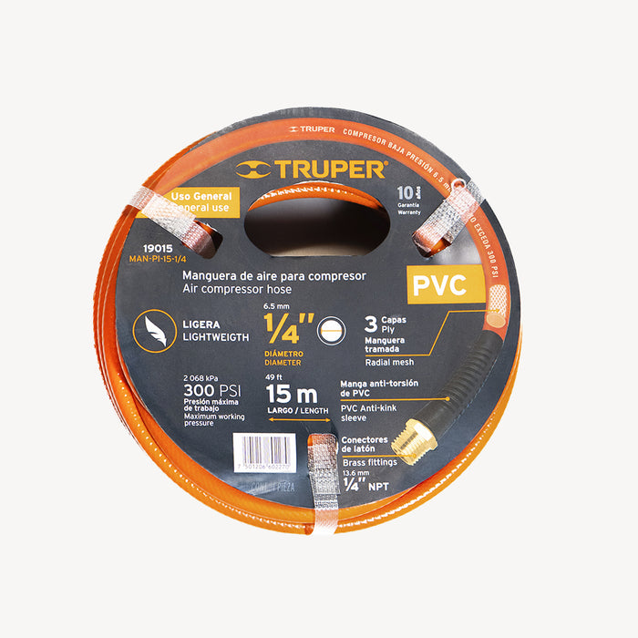 MANGUERA P/COMPRESOR 1/4X15 MAN-PI-15-1/4 TRUP 19015