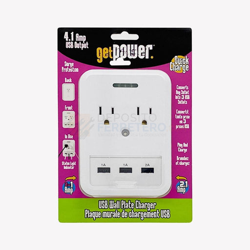 Adaptador Toma+Usb Gp-3Usb-Ac-Ac Get Power Extensiones Y Regletas