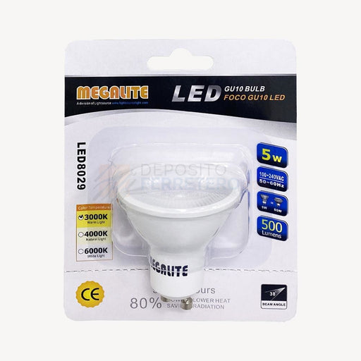 Foco Led Gu10 5W/3000K Led8029 Megalite Baterias Y Focos
