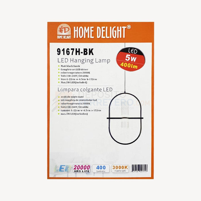 Lampara Colgante Led 9167H-Bk 30K Home Delight Lámparas