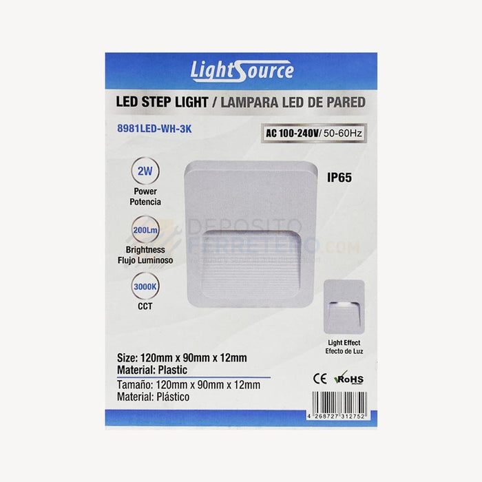 Lampara Escalera 8981Led-Wh-3K Lightsource Lámparas