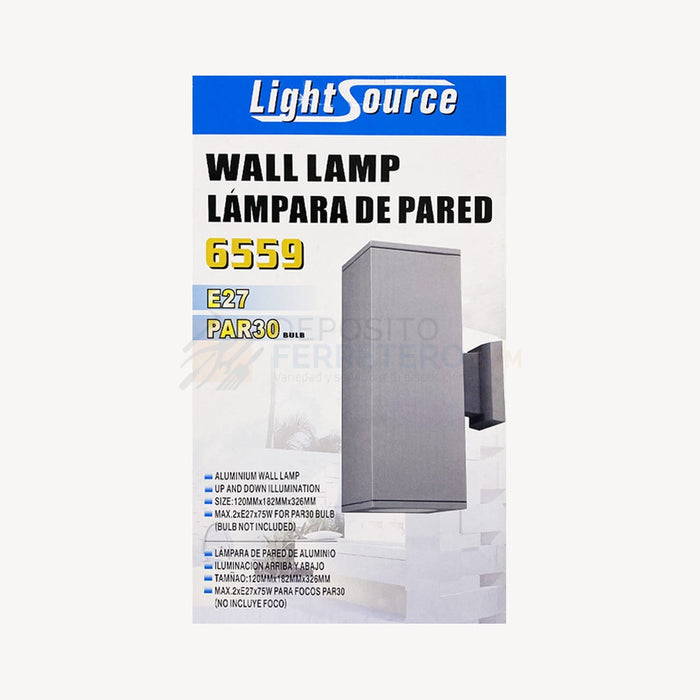 Lampara Pared Exterior 6559-Bk Lightsource Lámparas