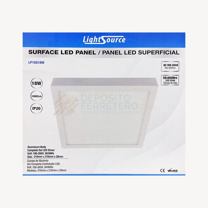 Panel Led Cuad Lp10S18W 30K Lightsource Paneles Led