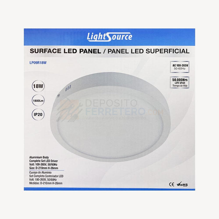 Panel Led Red Lp09R18W 65K Lightsource Paneles Led